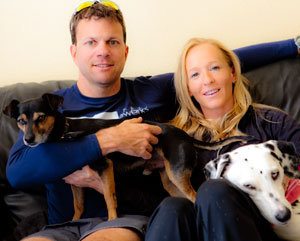 David Glover and Krista Schultz with dogs