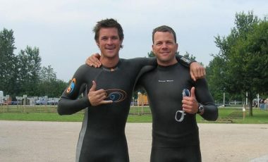 Bevan and David at Challenge Roth Practice Swim