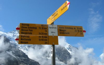 directional signs in the alps