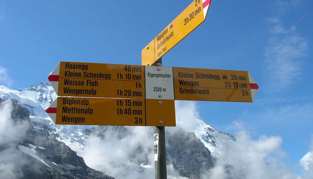 directional signs in the alps