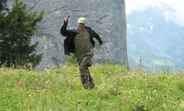 david running alps meadow