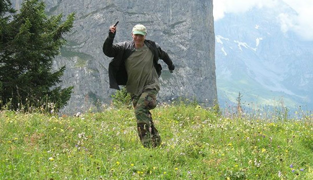 david running alps meadow