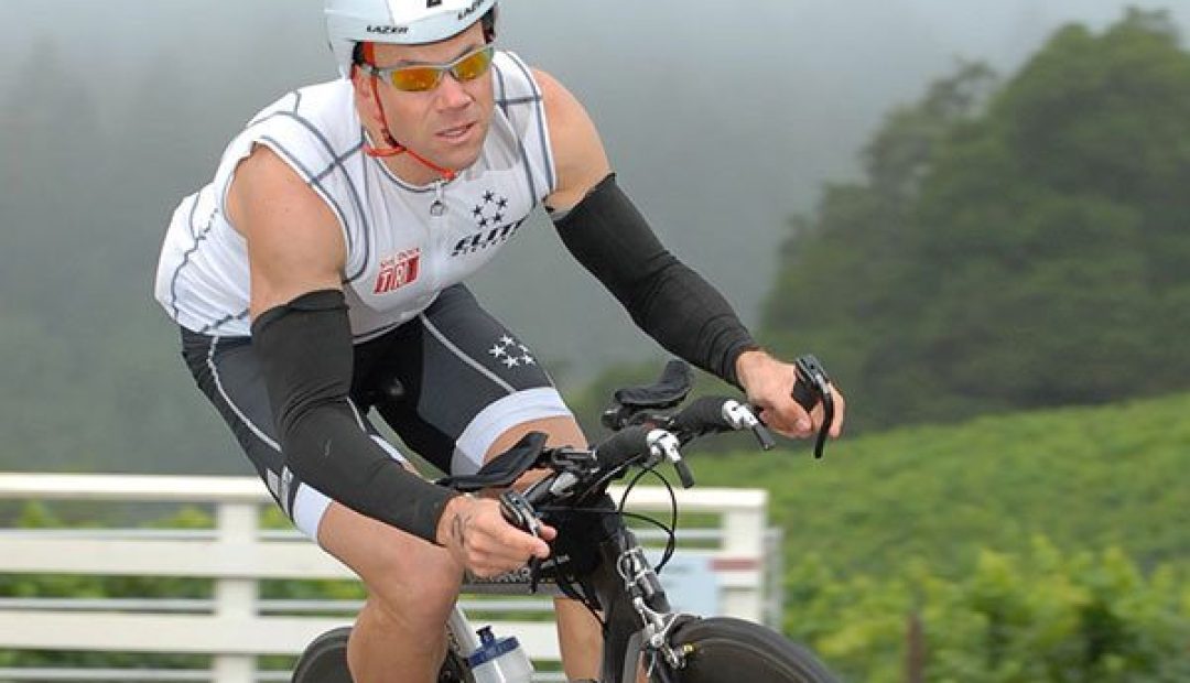 David Glover at Vineman Triathlon in fog