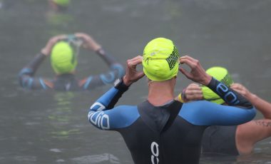 triathlete before vineman swim start